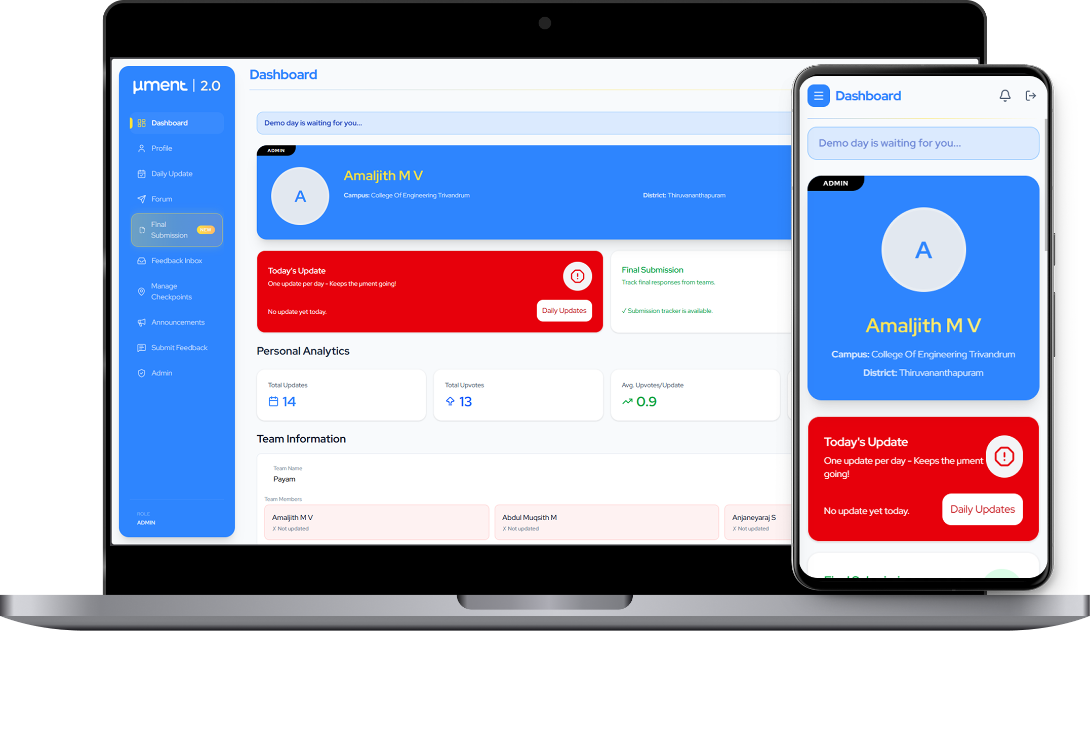 Mument 2.0 mockup